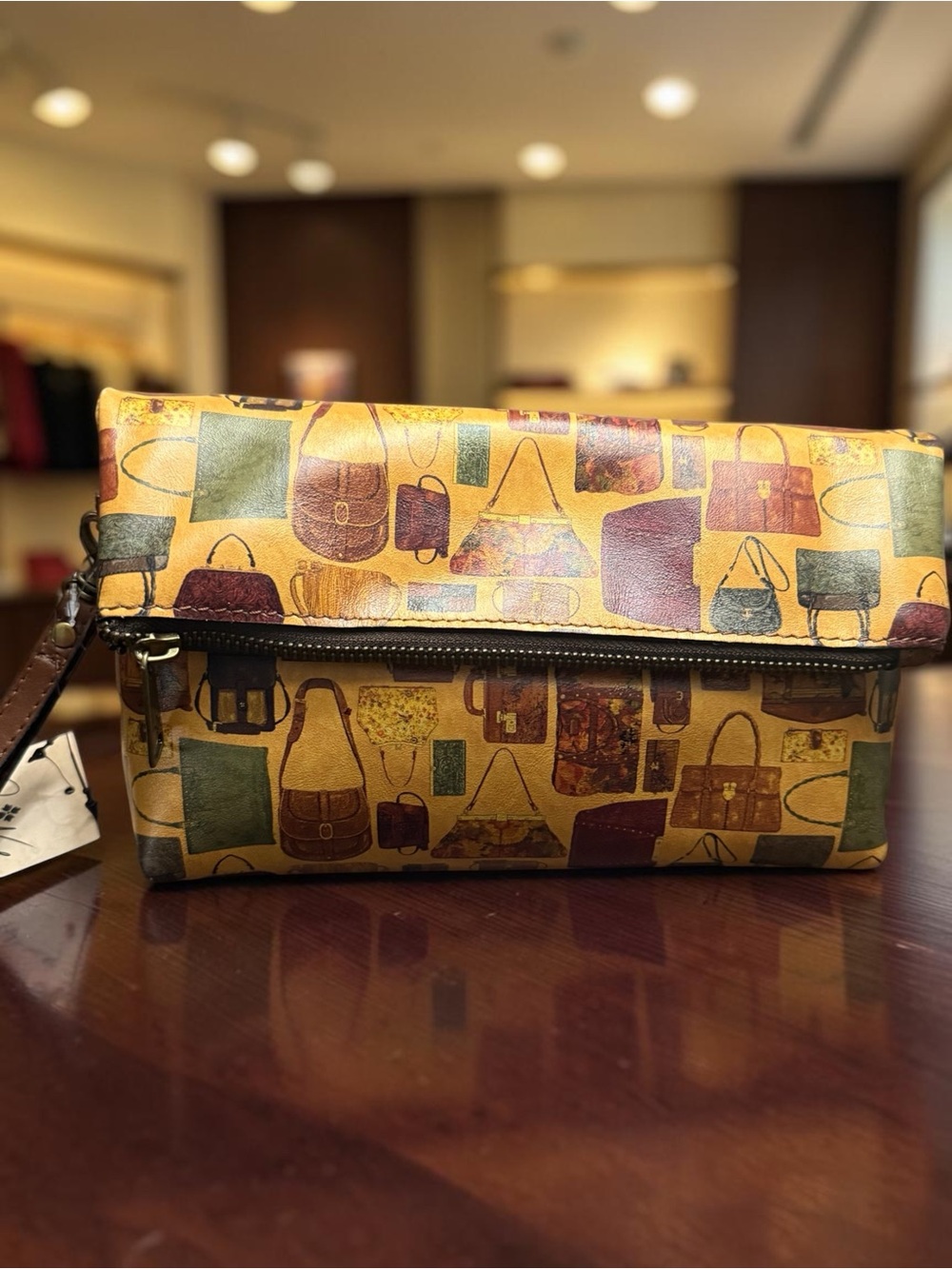 Patricia Nash Valerie Leather Foldover Clutch Wristlet Handbag Print NWT